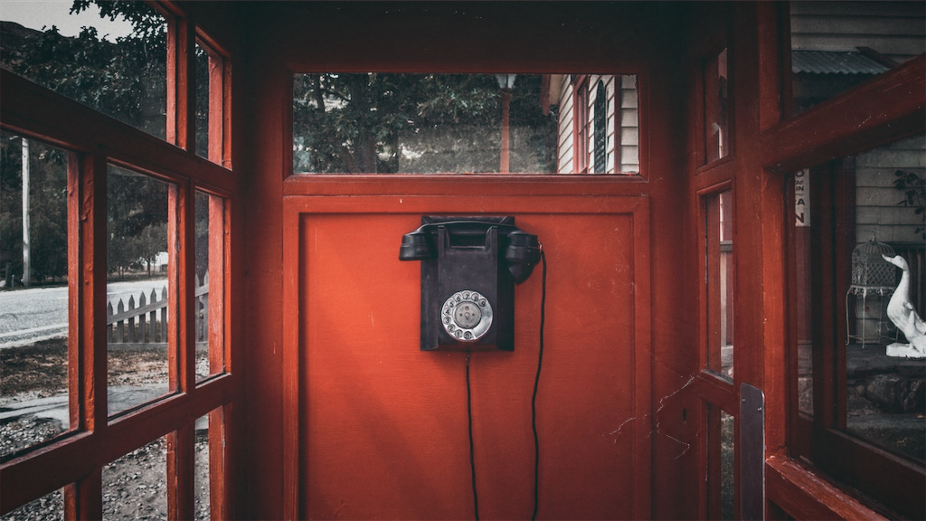 a vintage phone cabin